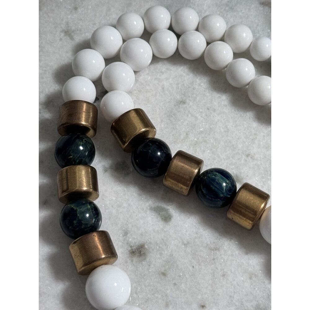 Vintage Cadoro Signed Chunky Lucite & Green Bakelite Beaded Necklace 30in - Picture 8 of 11